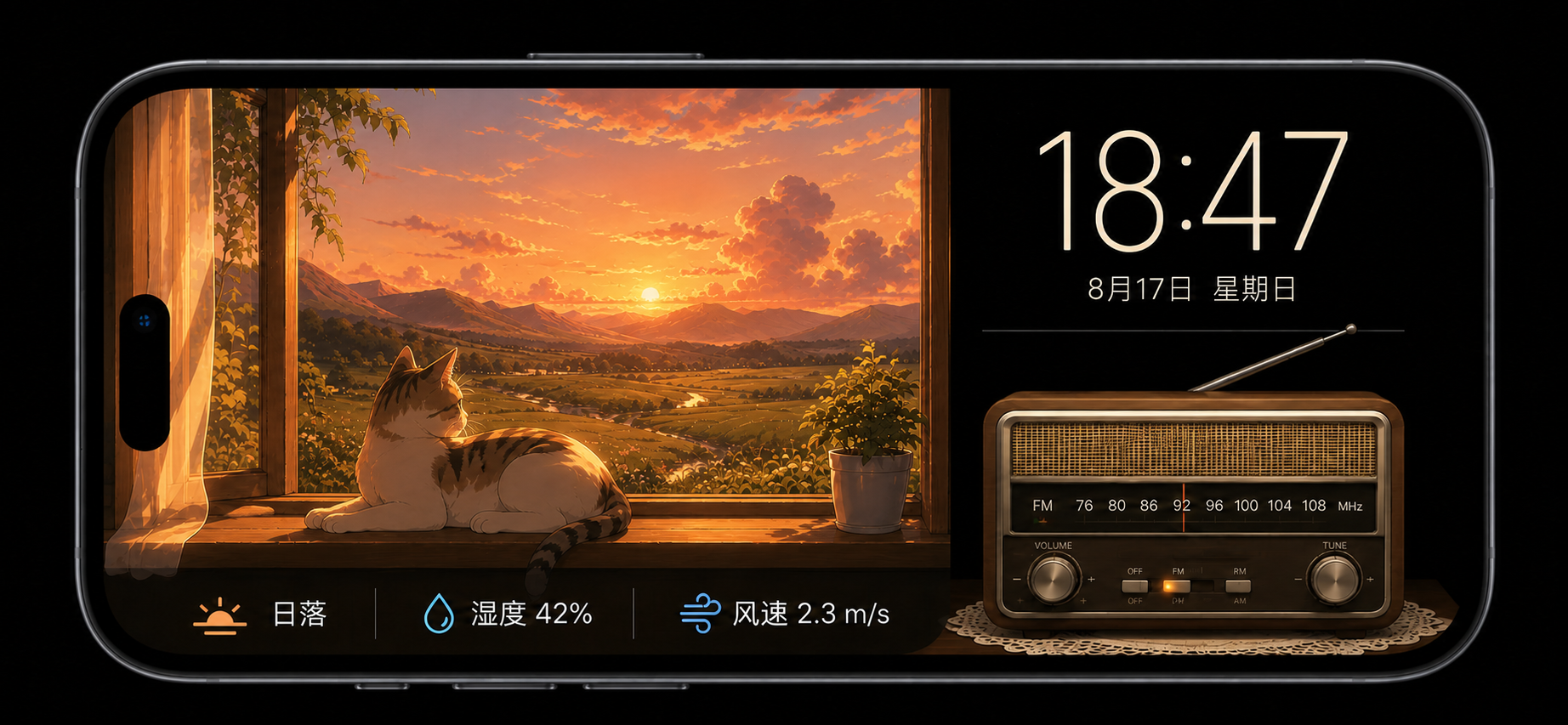 黄昏时分看向窗外的猫
